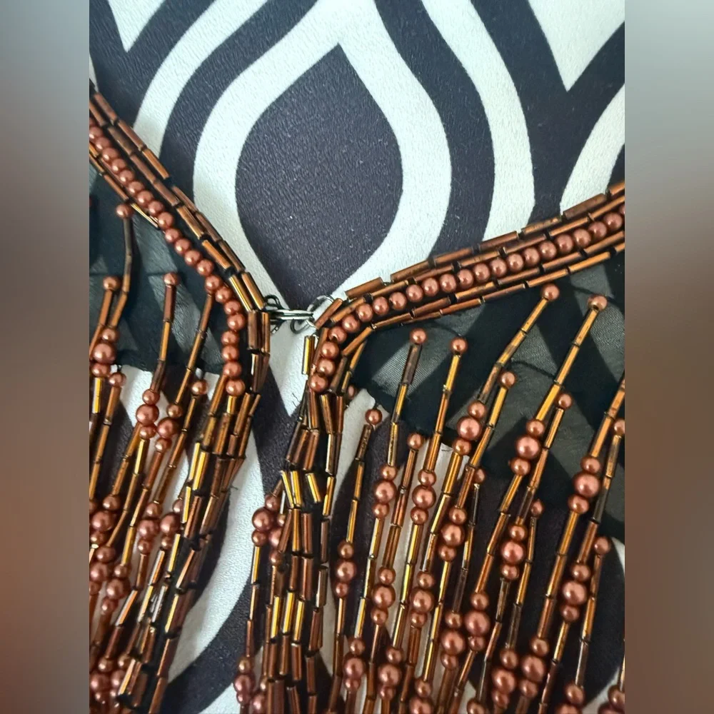 Gorgeous Vintage 70s 80s Sequin & Beaded Art Deco Shawl Capelet Rose Gold Bronze - Picture 6 of 15